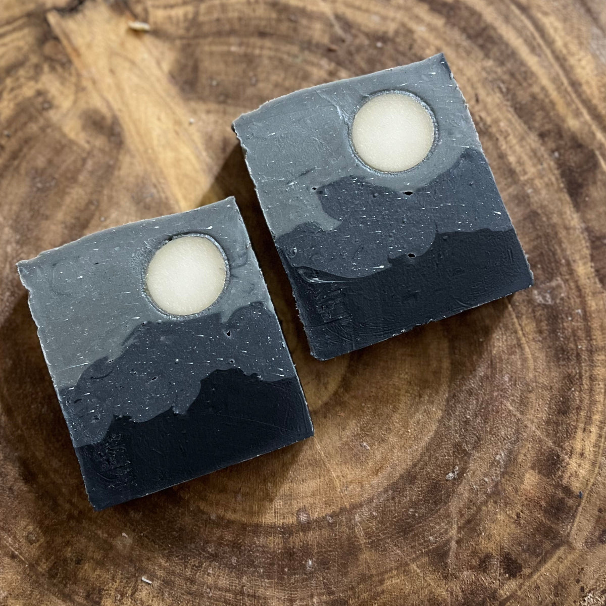 Full Moon Night - Calming Essential Oil Cold Process Soap With Activated Charcoal - Pack of 2