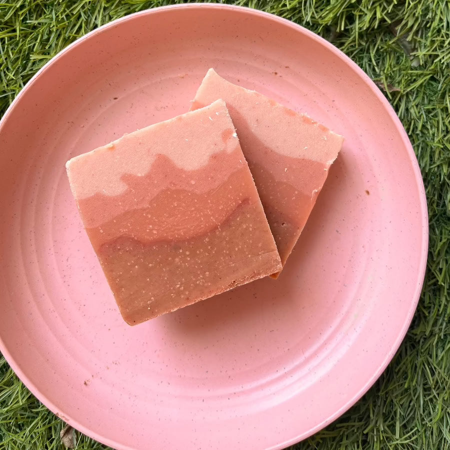 Sepia & Blush - Rose & Neroli Cold Process Soap With Natural Clays - Pack of 2
