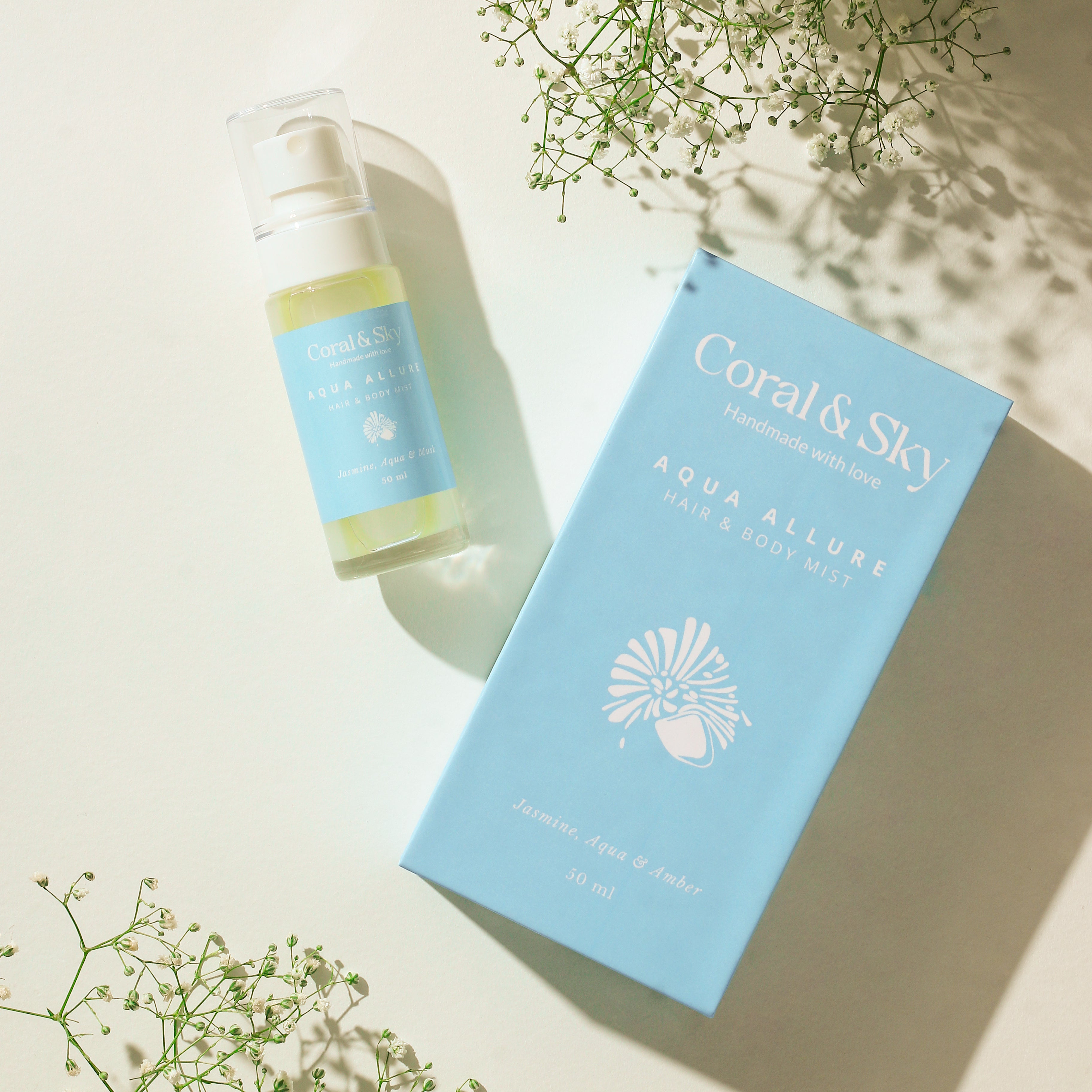Hair & Body Mist Alcohol Free Hair & Skin Loving Ingredients - Jasmine Aqua Amber