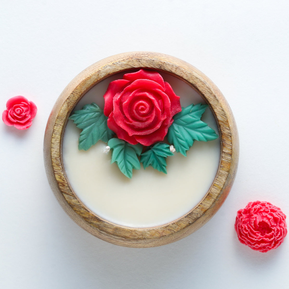 Floral Artisanal Soy Wax Candle Aqua